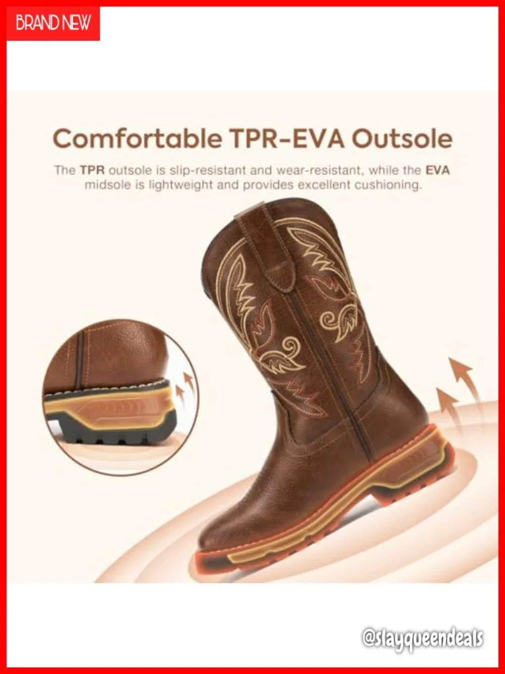 Kids Square Toe Cowboy Boots Western Riding Mid Calf Pull On